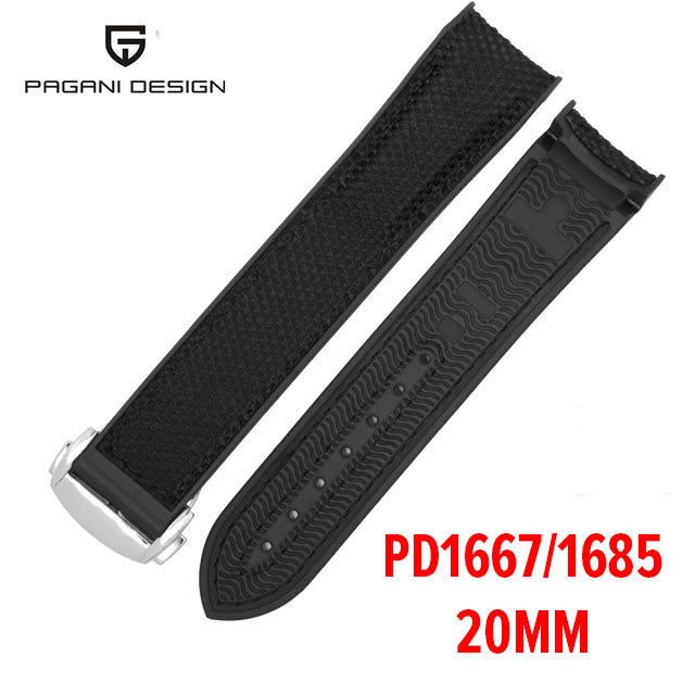 PAGANI DESIGN Oyster Jubilee Stainless Steel Bracelet Silicone Rubber Watchband