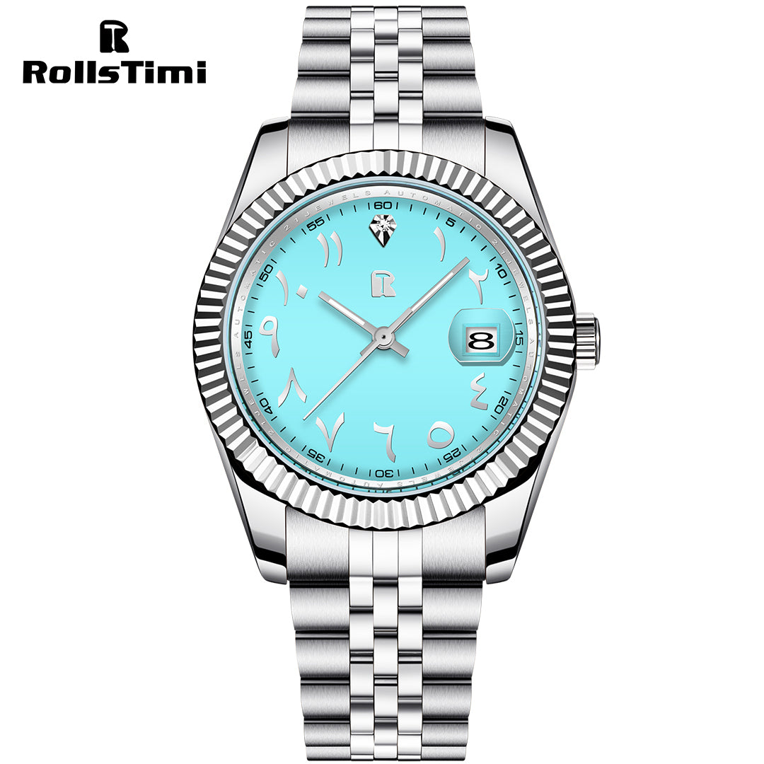 RollsTimi RT-128 Men's Automatic Watches 39mm Stainless Steel Mechanical Wrist Watch for Men Luxury Classic Wristwatch
