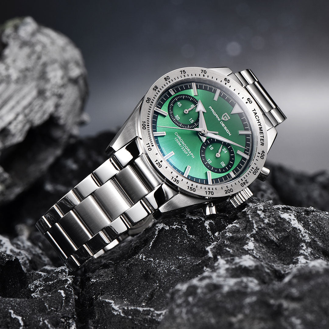 PAGANI DESIGN PD 1766 New Men's Chronograph Quartz Watches 40mm Stainless Steel Waterproof Wristwatch for Men VK64 AR Sapphire Glass