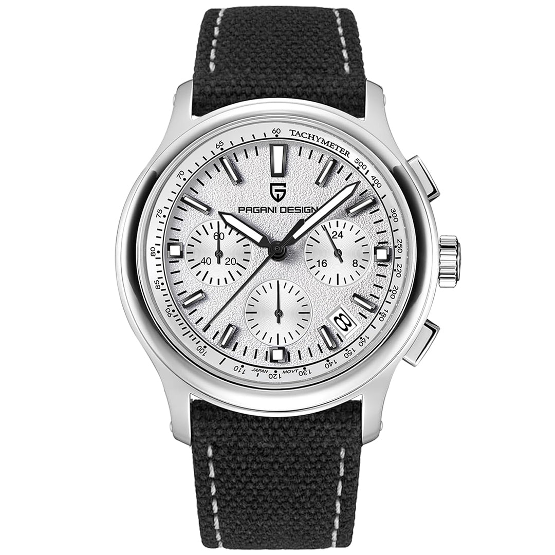 PAGANI DESIGN PD1781 Men's Chronograph Quartz Watches 40mm Stainless Steel Wristwatch with Nylong@Leather Watchband