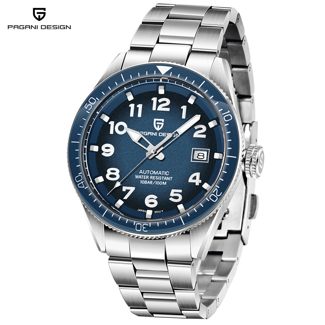 PAGANI DESIGN PD1649 Men's Automatic Watches 44mm Casual Stainless Steel Waterproof Wrist Watch with Sapphire Glass