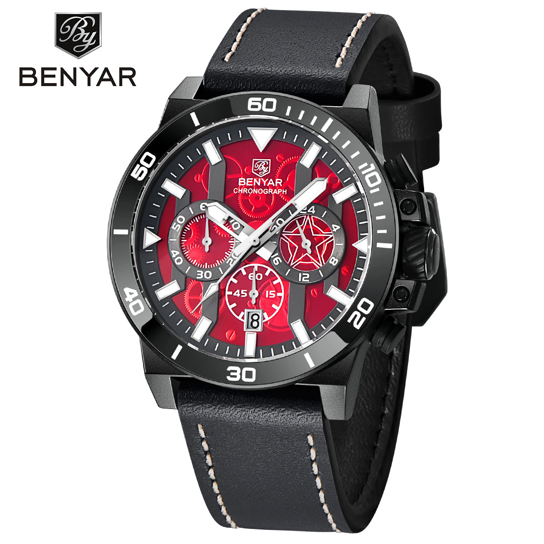 BENYAR BY 5197M New Mens Watches Top Brand Luxury Quartz Watch 44mm For Men Multi-Function Chronograph Sports