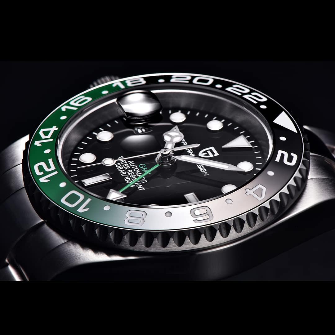 PAGANI DESIGN PD1662 Men’s Automatic Watches 40MM GMT New Black Green Mechanical Stainless Steel Waterproof Men's Watch