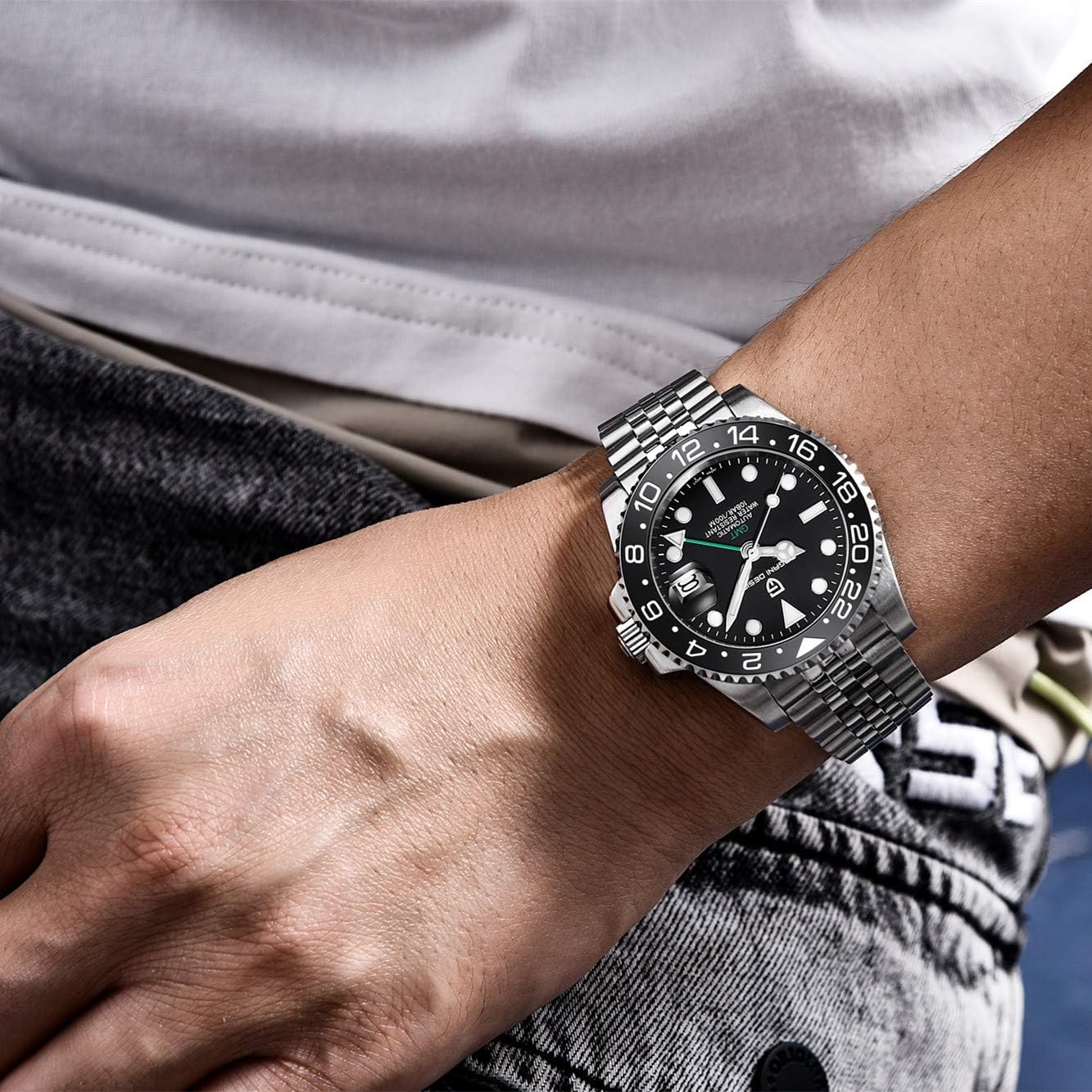 PAGANI DESIGN PD1662 Automatic Men's Watches GMT 40mm Mechanical Stainless Steel Wrist Watch Sapphire Glass Sports Waterproof Clock