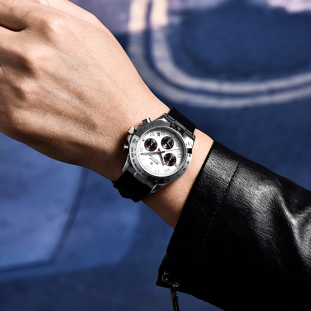 BENYAR BY 5192 Watch Men Sport Quartz Male Chronograph Calendar Top Brand Luxury 40MM Clock  Blue Rubber Military Business Wristwatch New