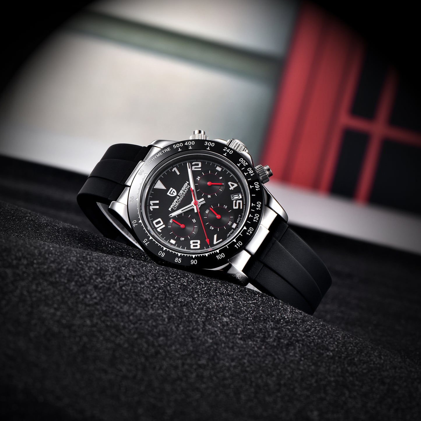 PAGANI DESIGN PD1687 Men's Automatic Watch 40mm Leisure Quartz Watch Silicone Waterproof Ceramic Ring Wristwatch