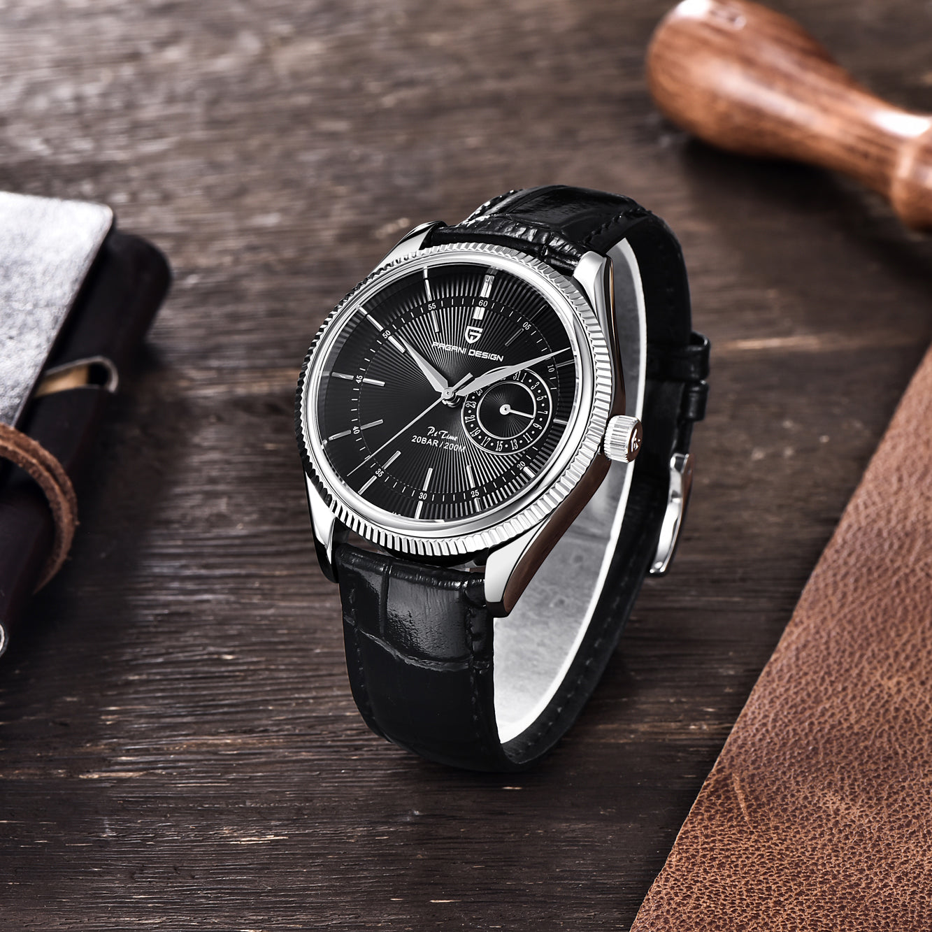 PAGANI DESIGN PD1689 Men's Automatic Quartz Watch 40mm Leather Band Business Watch Sapphire Dial