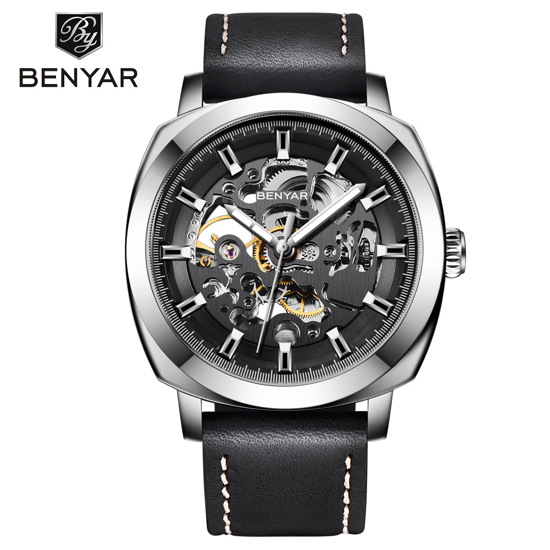 BENYAR BY 5121 New Brand Men's Watches   Automatic Mechanical Watch Sport Clock Leather 45mm Casual Business Wrist Watch
