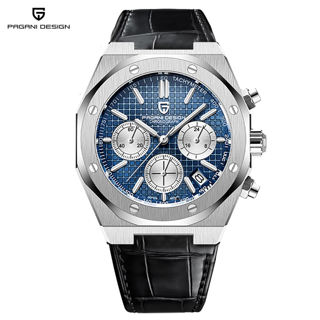 PAGANI DESIGN PD1707 Men's Sports Quartz Watches 40mm New Chronograph Wrist Watch for Men Sapphire Stainless Steel Leather Watchband Waterproof Business Dress Wristwatch