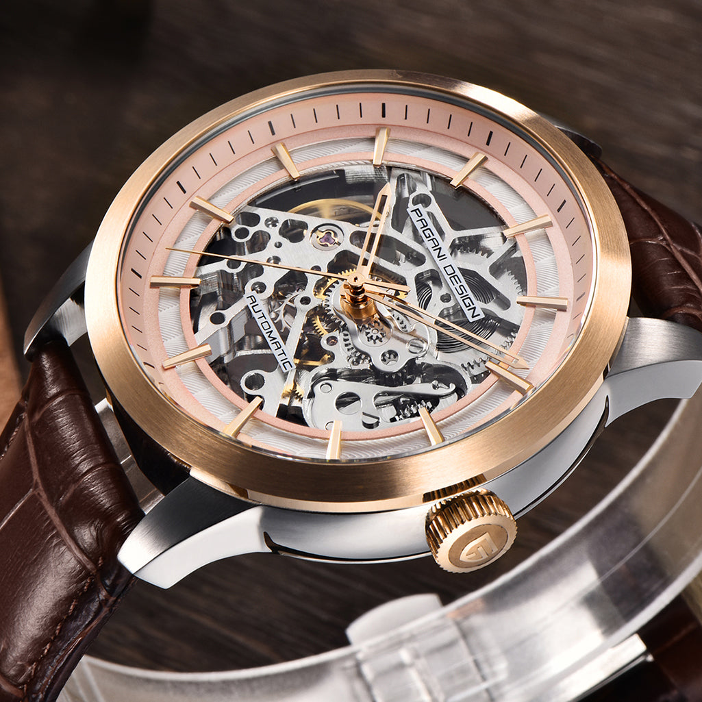 PAGANI DESIGN PD1638 Skeleton Men's Automatic Watches 43mm Stainless Steel Mechanical Wrist Watches