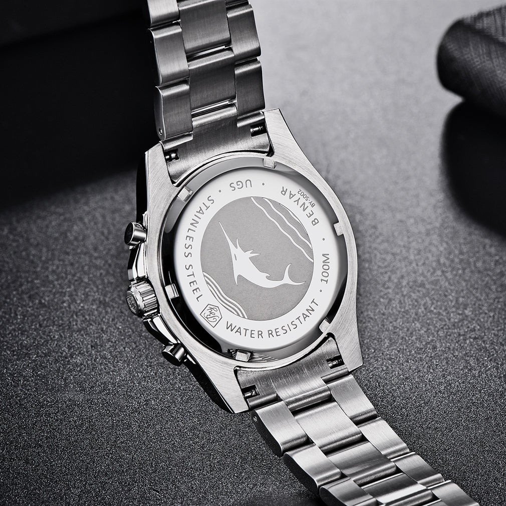 BENYAR BY S002 Male Wristwatch Chronograph Sport Date Sapphire Glass Top Brand Luxury Blue Clock 42MM  Stainless Steel Quartz Men Watch