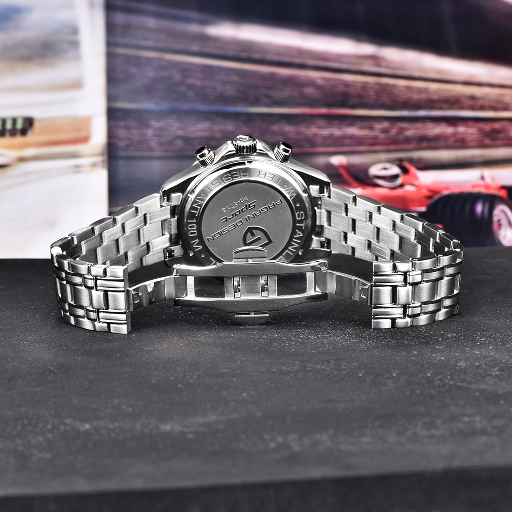 PAGANI DESIGN PD1713 Men's Quartz 42MM Stainless Steel Business Sports Chronograph Wristwatch Men's Sapphire Dial Glass Automatic Date