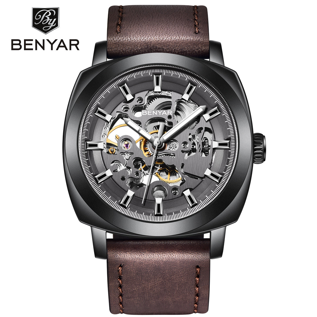 BENYAR BY 5121 New Brand Men's Watches   Automatic Mechanical Watch Sport Clock Leather 45mm Casual Business Wrist Watch