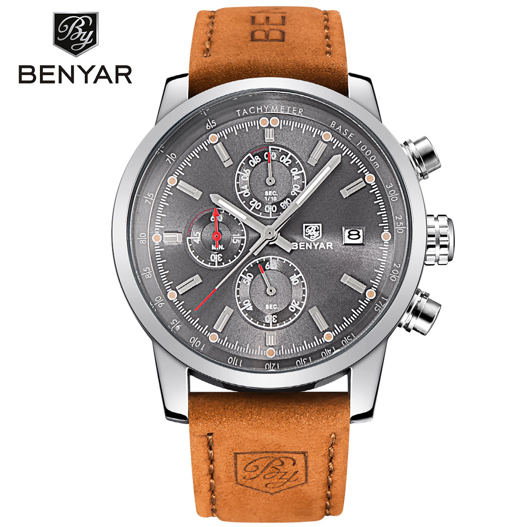 BENYAR  BY-5102  Men's Watches Sports Luxury Brand Fashion Chronograph 45MM Multifunction Military Clock