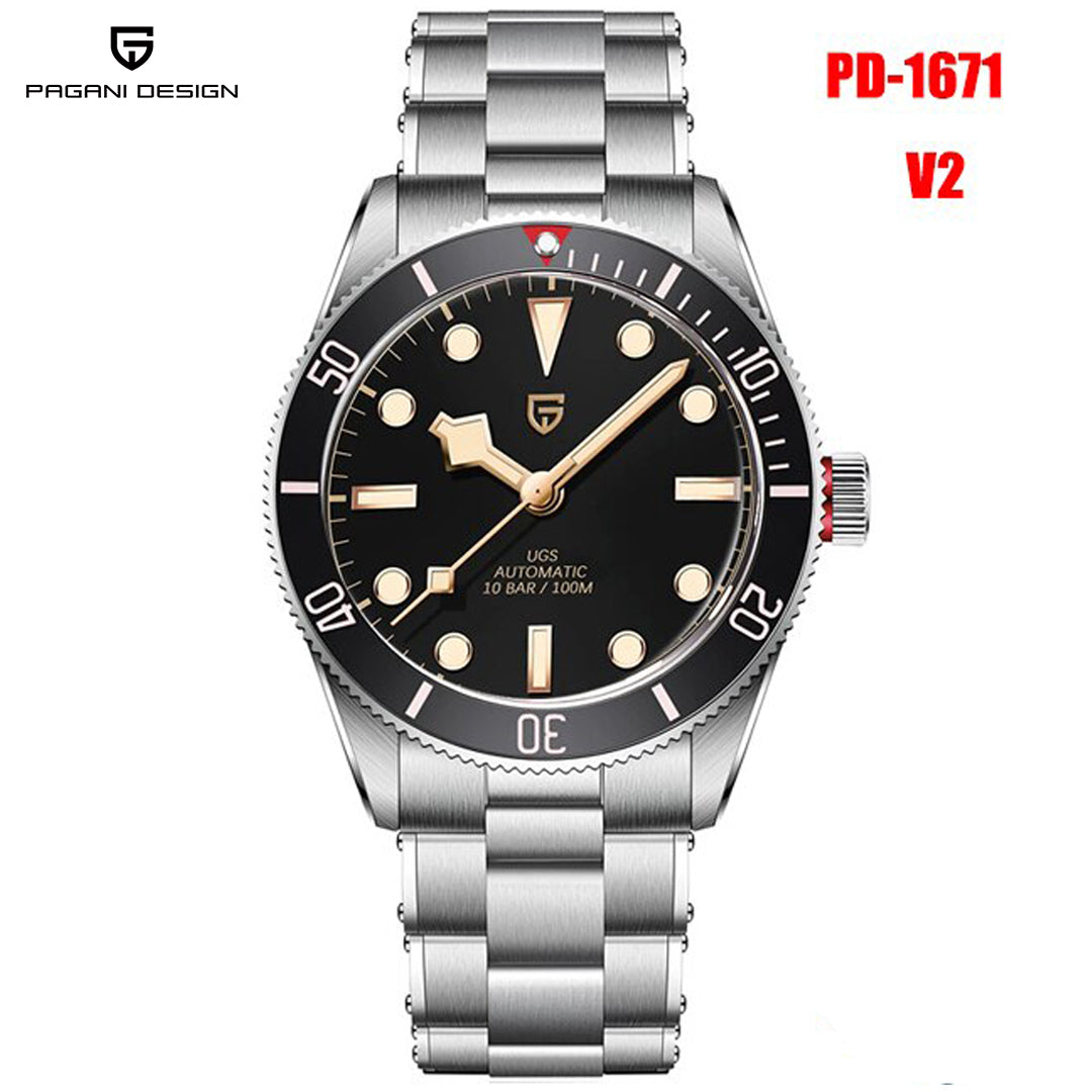 PAGANI DESIGN PD1671 Men's Fully Automatic 42mm NH35A Mechanical Wristwatch Business Men's Waterproof Automatic Watch