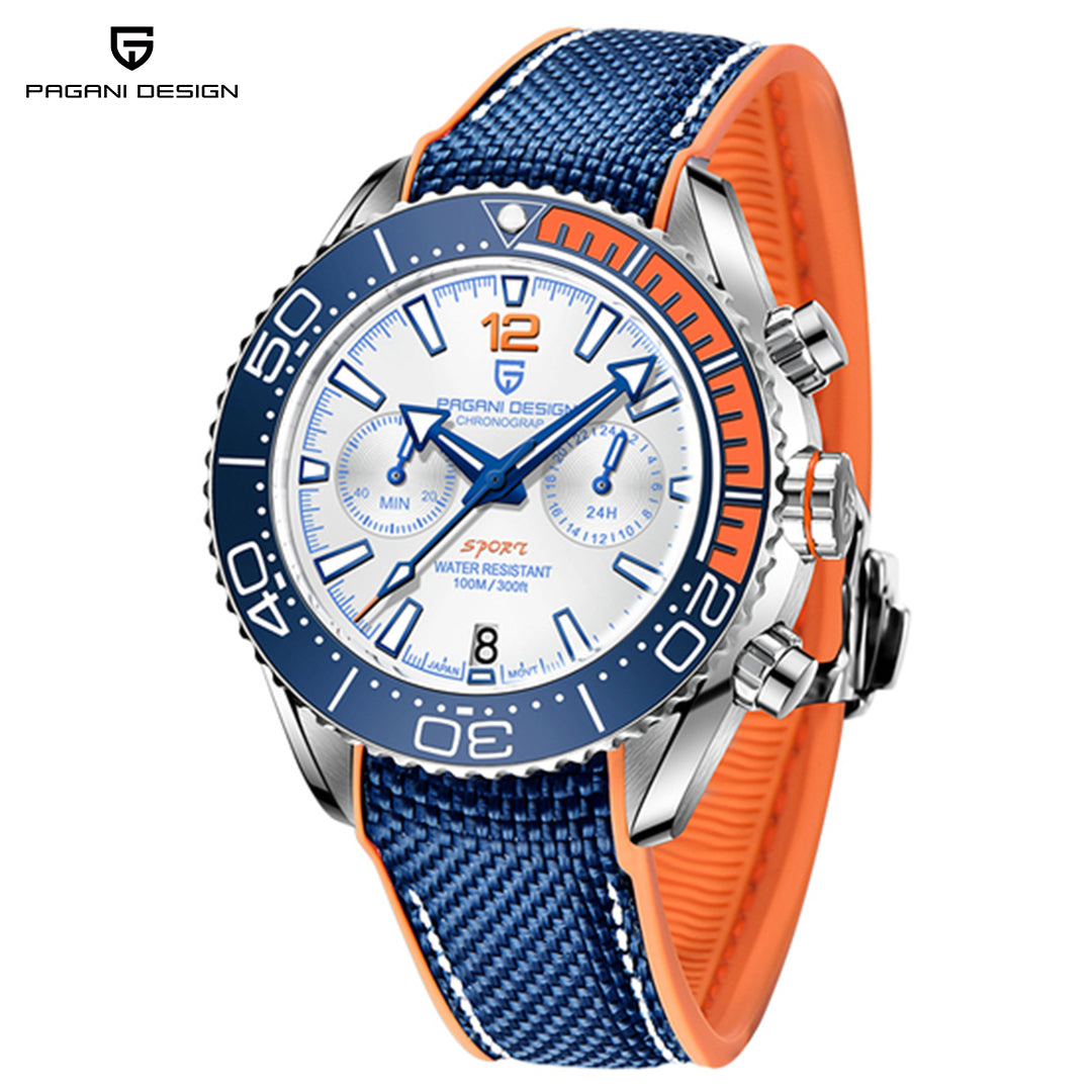 PAGANI DESIGN PD 1711 Men's Quartz Watch  42mm Ceramic Ring Waterproof chronograph Watch Sapphire Glass Watch