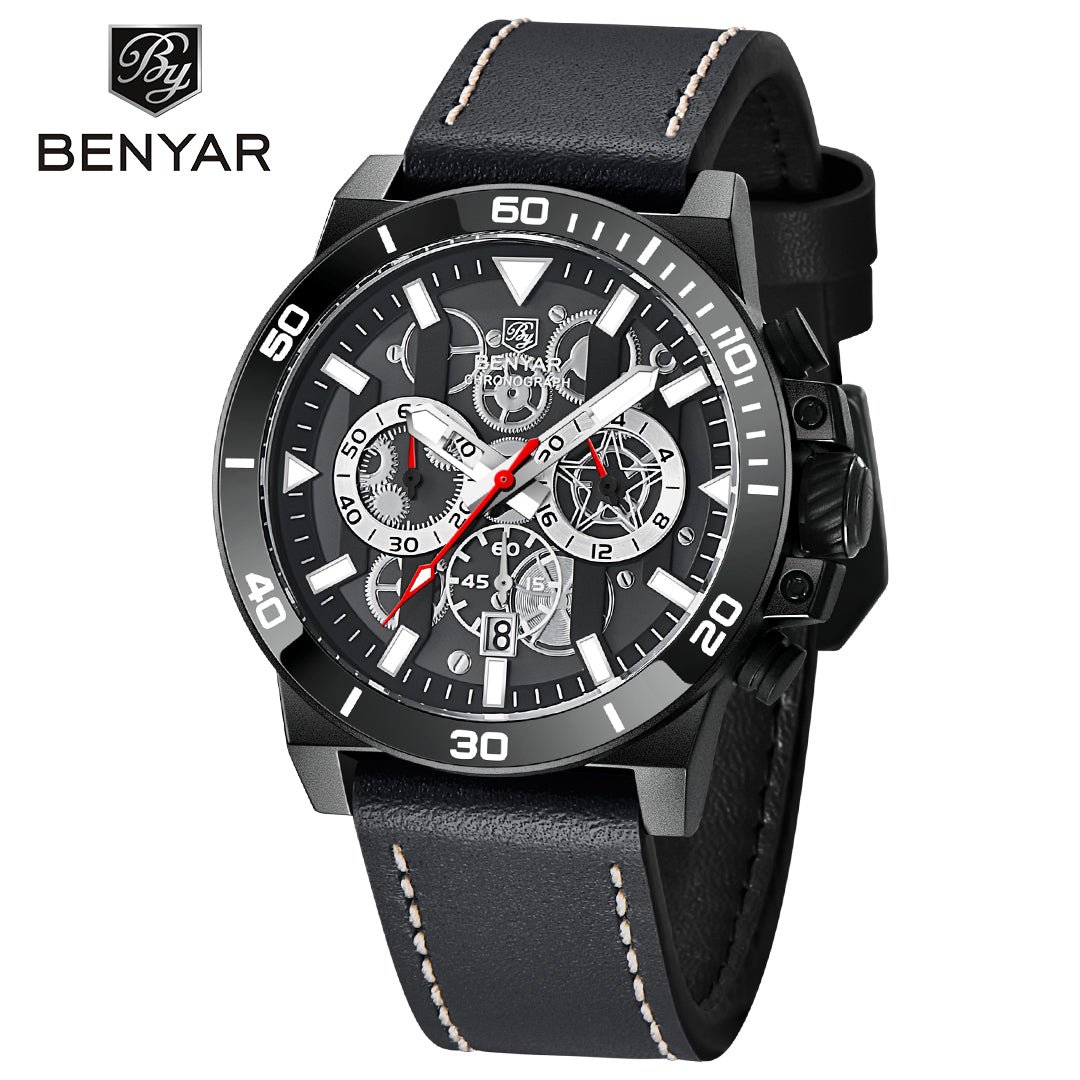 BENYAR BY 5197M New Mens Watches Top Brand Luxury Quartz Watch 44mm For Men Multi-Function Chronograph Sports