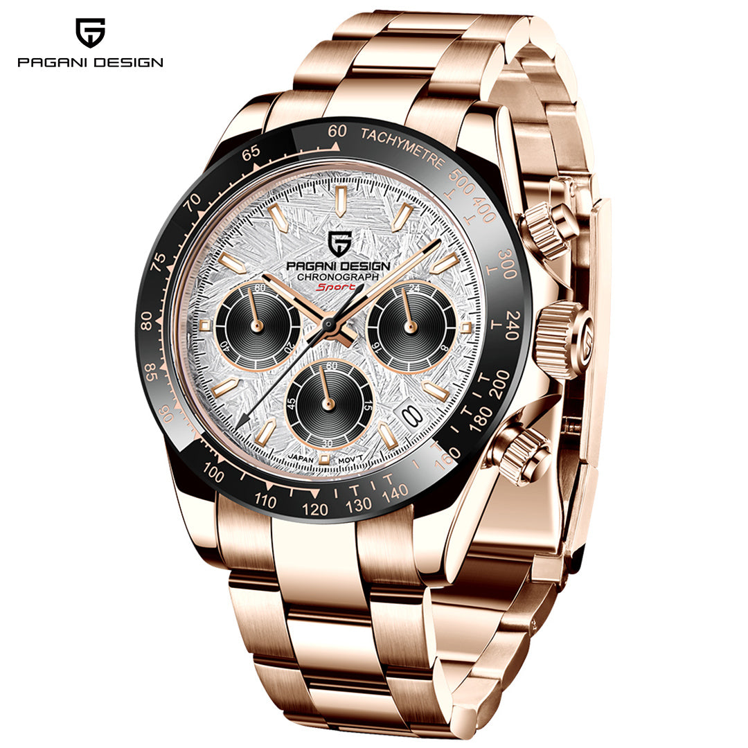 PAGANI DESIGN PD1644 Chronograph Men's Quartz Watches 40mm Stainless Steel Waterproof Panda Wrist Watches for Men