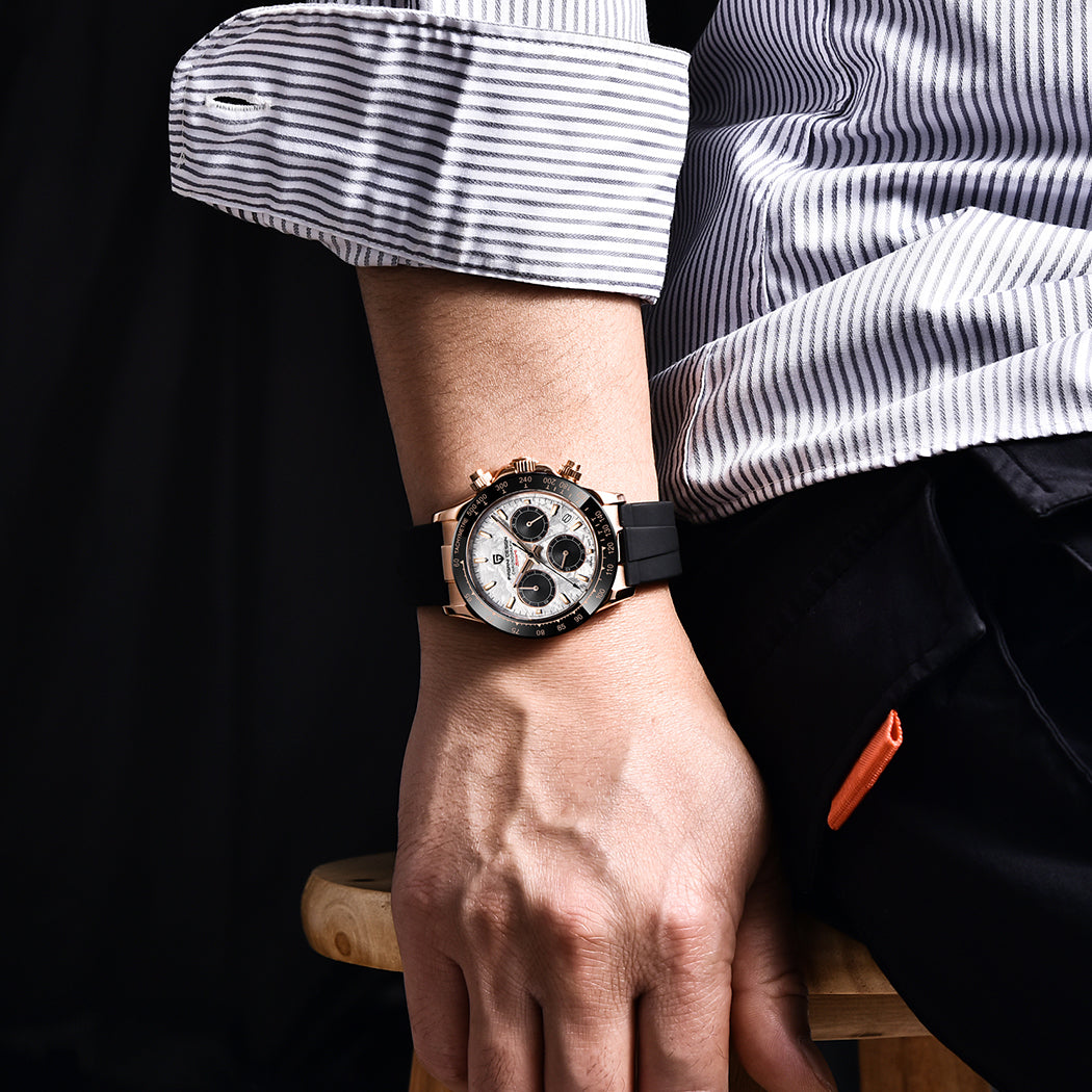 PAGANI DESIGN PD1664 Men's Automatic Quartz Watch 40mm Sports Chronograph Seiko VK63 Movement Silicone Band