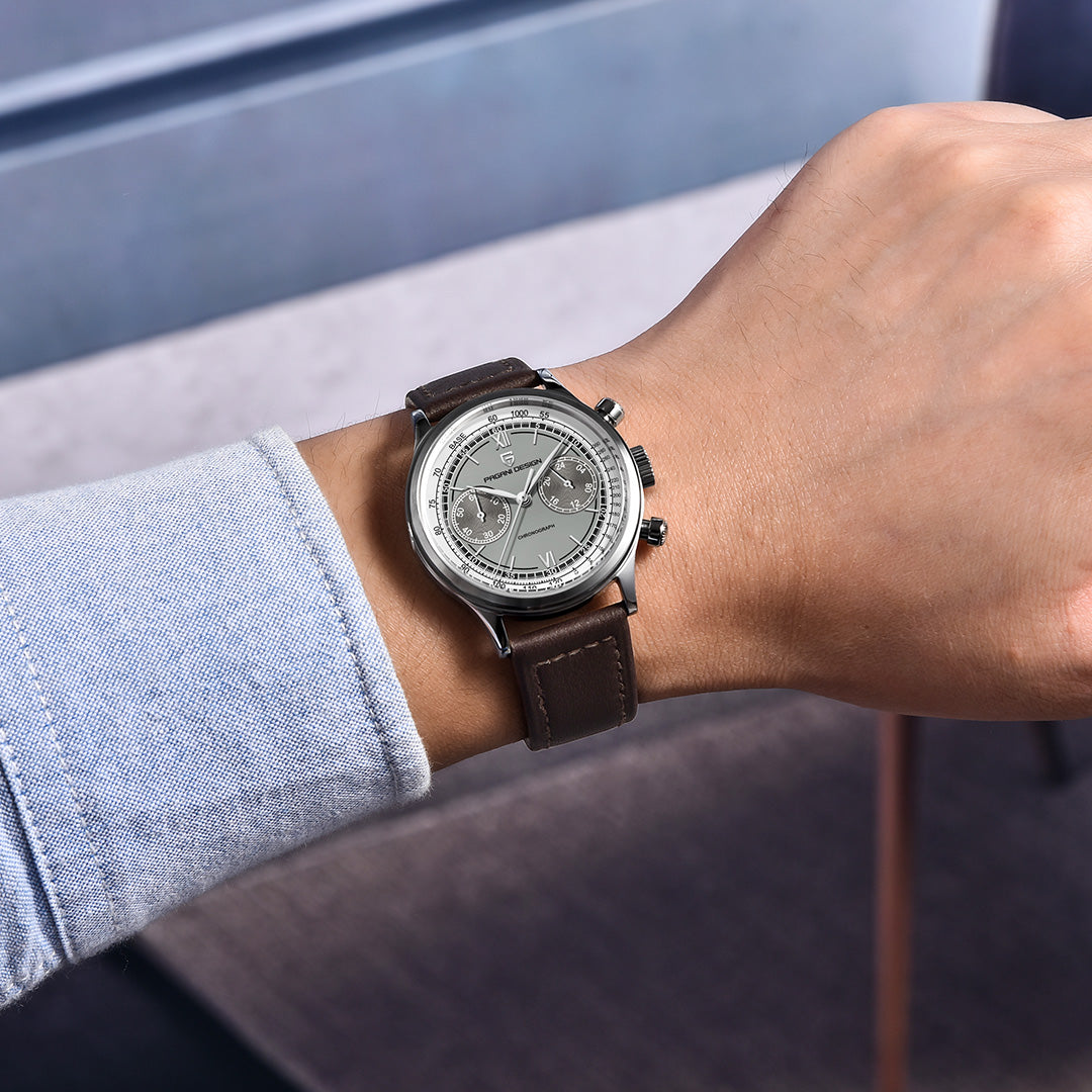 PAGANI DESIGN PD1739 Men's 40mm quartz watch Luxury chronograph Men's leather strap Stainless steel business wristwatch