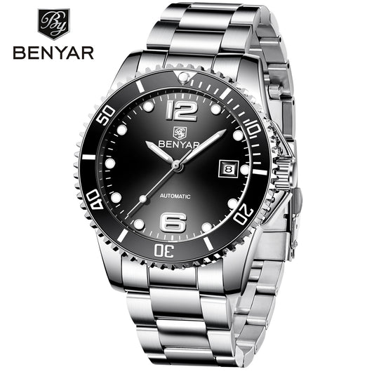 BENYAR BY-5121 New Men's Watch Stainless Steel Waterproof mechanical  Luxury Watch 41mm Casual Fashion Automatic Watch
