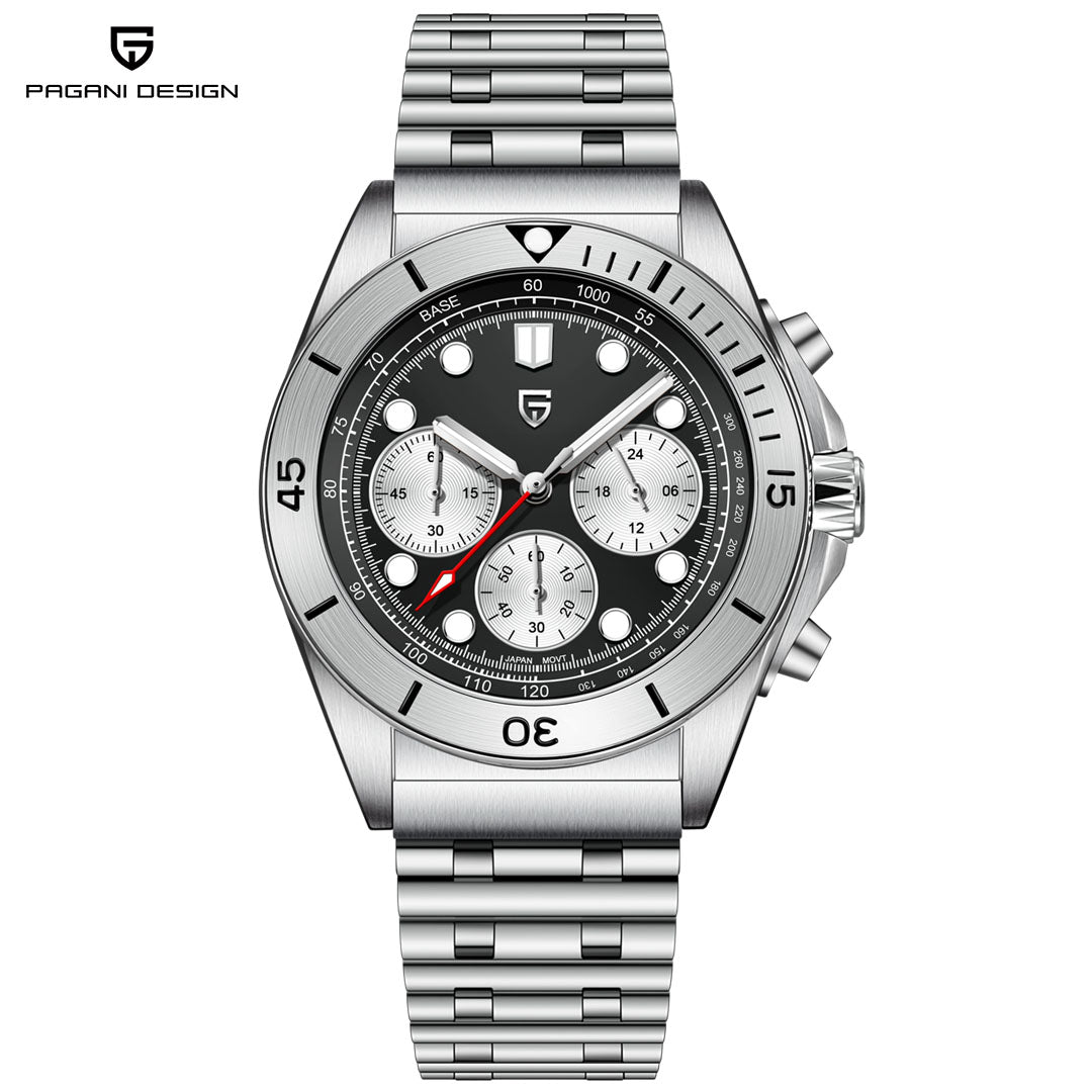 PAGANI DESIGN PD 1705 Men's Quartz Watch 42mm Stainless Steel Waterproof Chronograph Men's Sports Watch