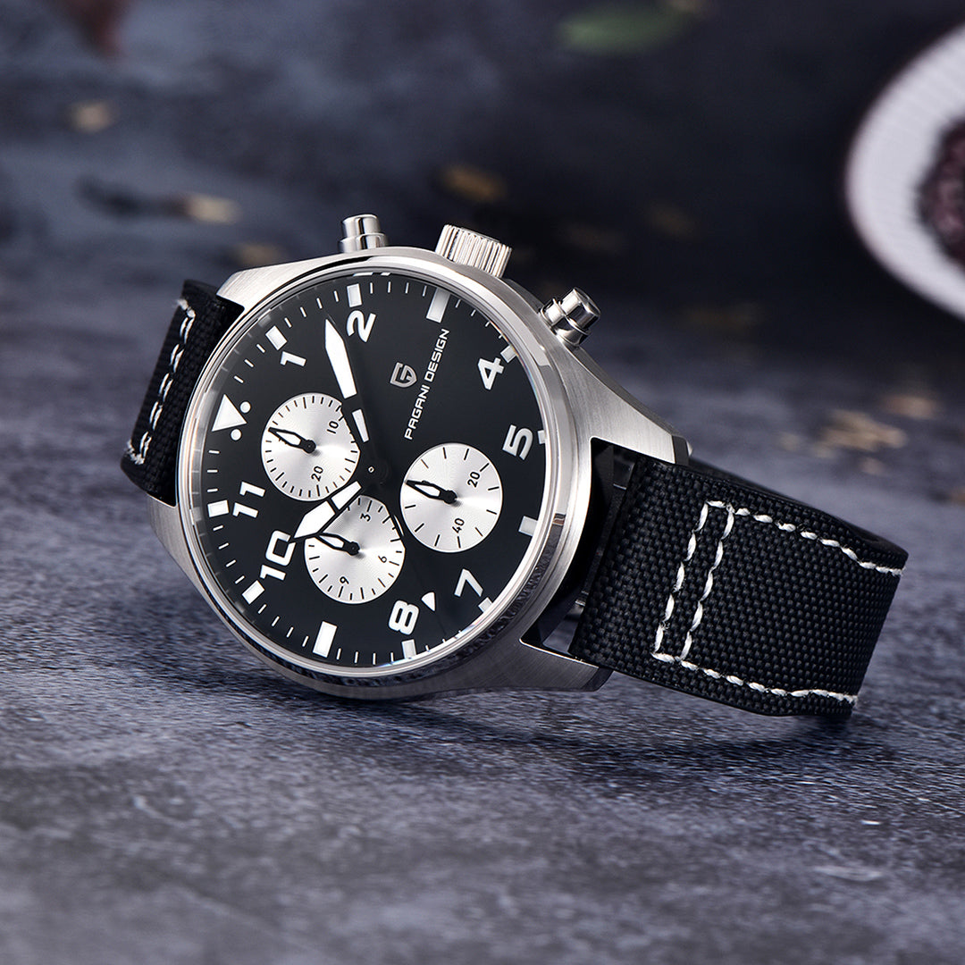 PAGANI DESIGN PD1703  Men's Quartz Watches 42MM Stainless Steel Sports Chronograph Pilot Wrist Watch for Men Waterproof Wristwatch